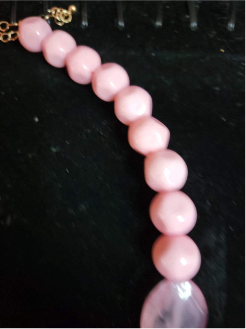 Pink Floral Statement Necklace Beaded Flower Necklace Cottagecore Spring Jewelry - Picture 7 of 12